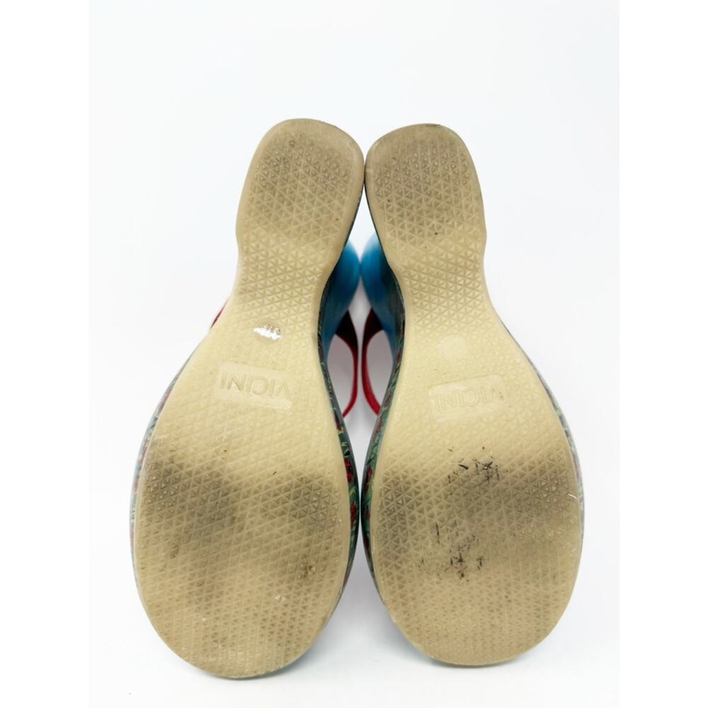 Giuseppe Zanotti Poppy Garden Blue Clouded Sky Platform Wedge Sandals Size 37.5 - Picture 9 of 10